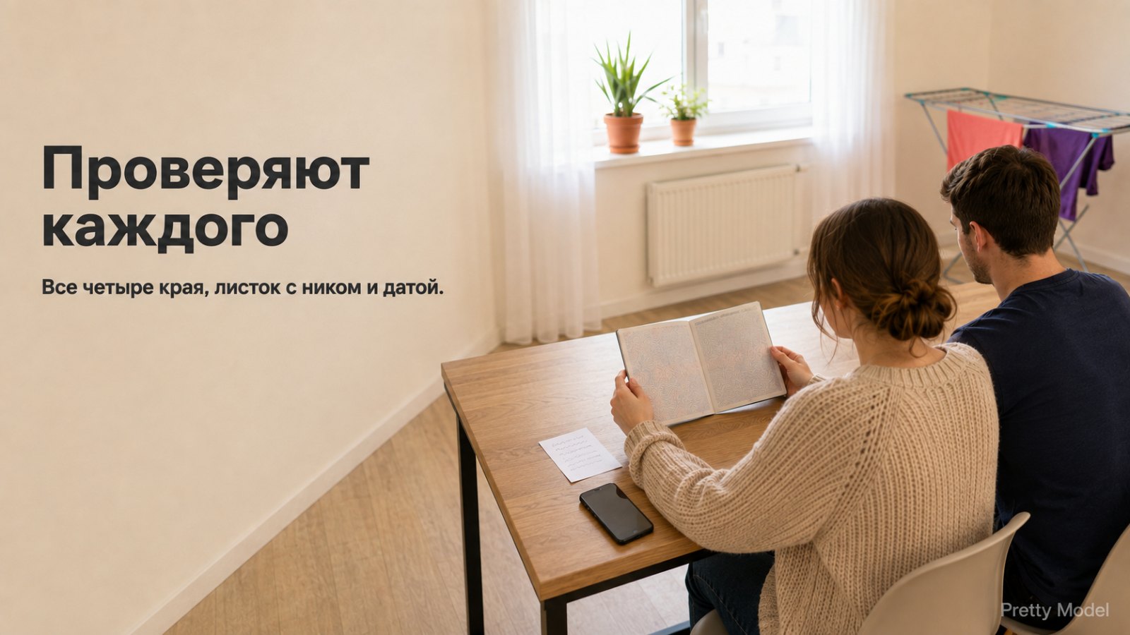 Проверка обоих партнёров на Stripchat: документ и листок с ником в руках
