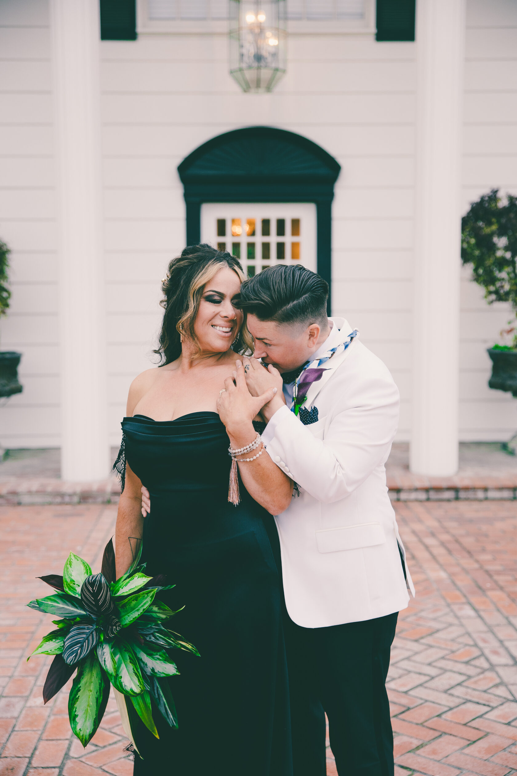 Wedding couple candid portrait