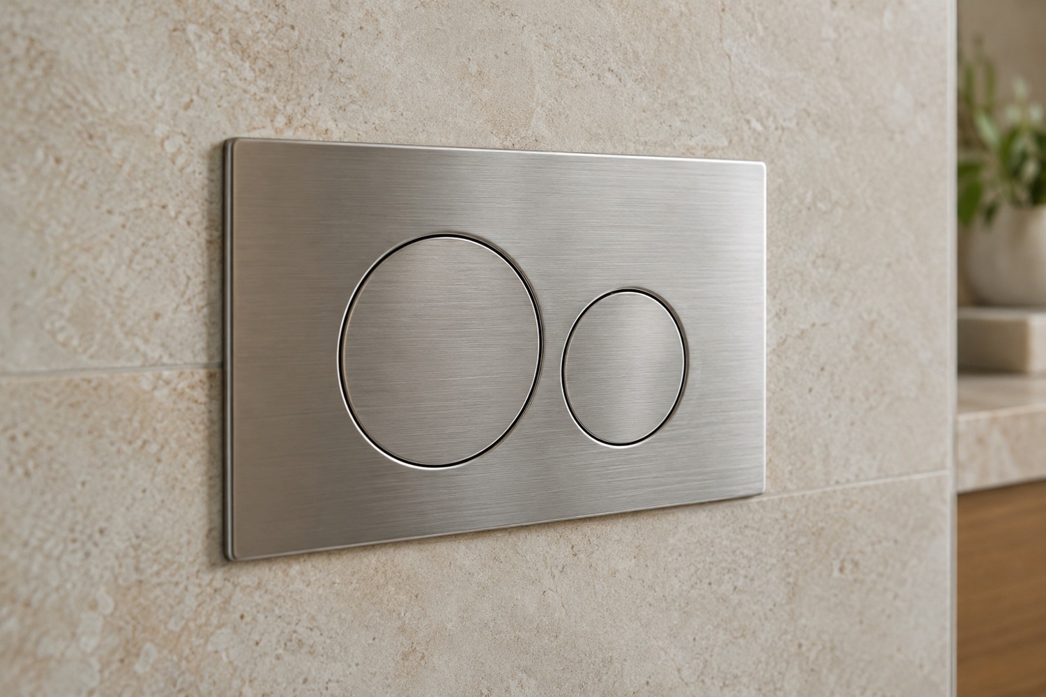 Brushed-metal flush plate