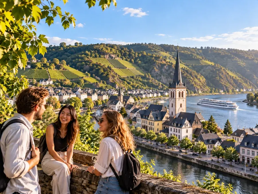 Internationale Lernende mit Blick auf Boppard am Rhein