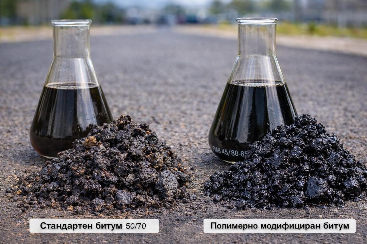 Сравнение между стандартен и полимерно модифициран битум – избор на битум за асфалтиране на малки площи и райони със студени зими