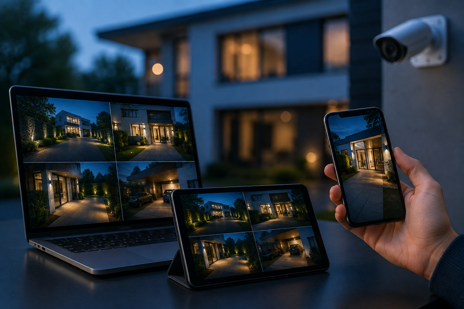 CCTV cameras viewed remotely from a smartphone