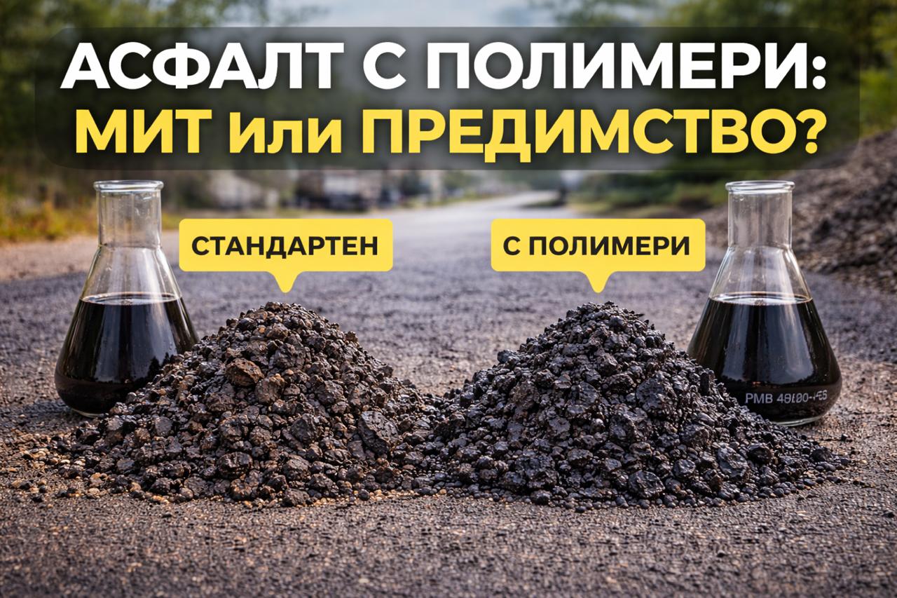 Сравнение между стандартен асфалт и асфалт с полимери – разлика в структурата и устойчивостта във времето