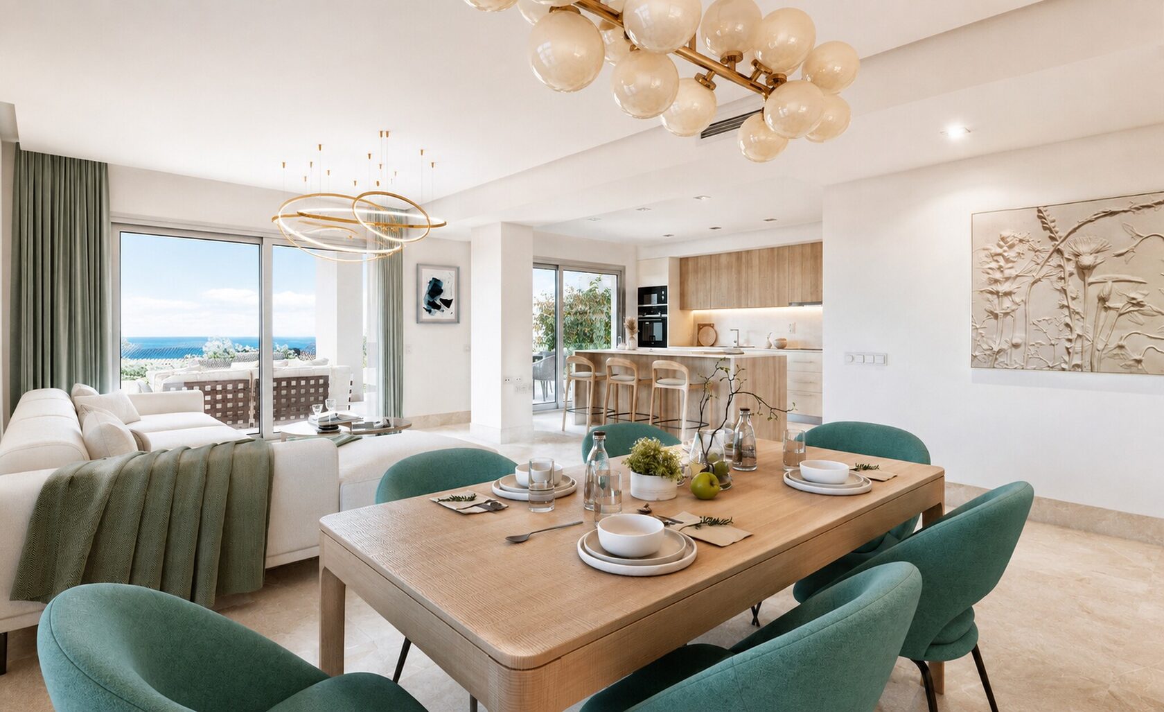 Dining area with sea view, visualisation