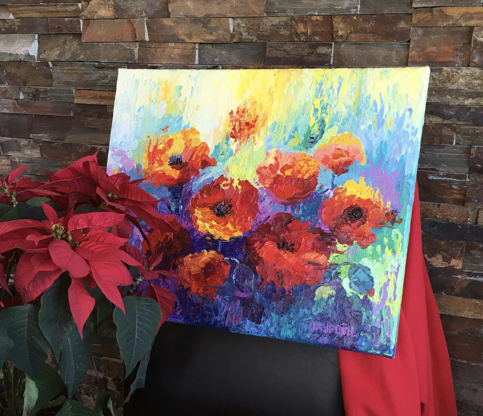 Poppies oil painting, poppy art, Oxypoint artist Oxana Kravtsova