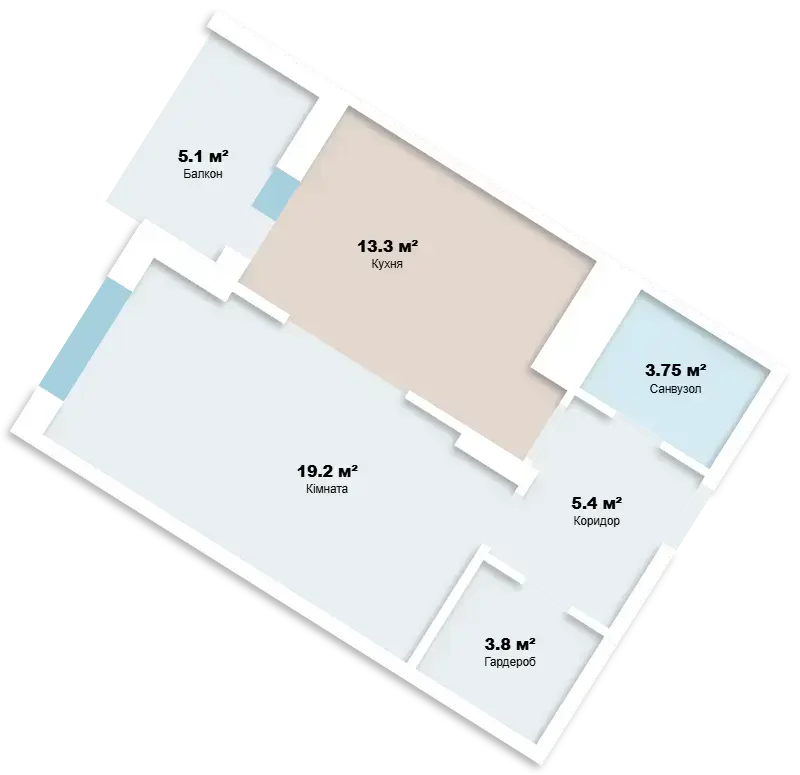 Планировка 1-комнатной квартиры в ЖК Аврора — вариант 3
