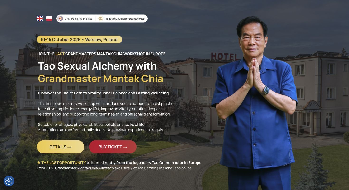 Mantak Chia Warsaw website design — first screen