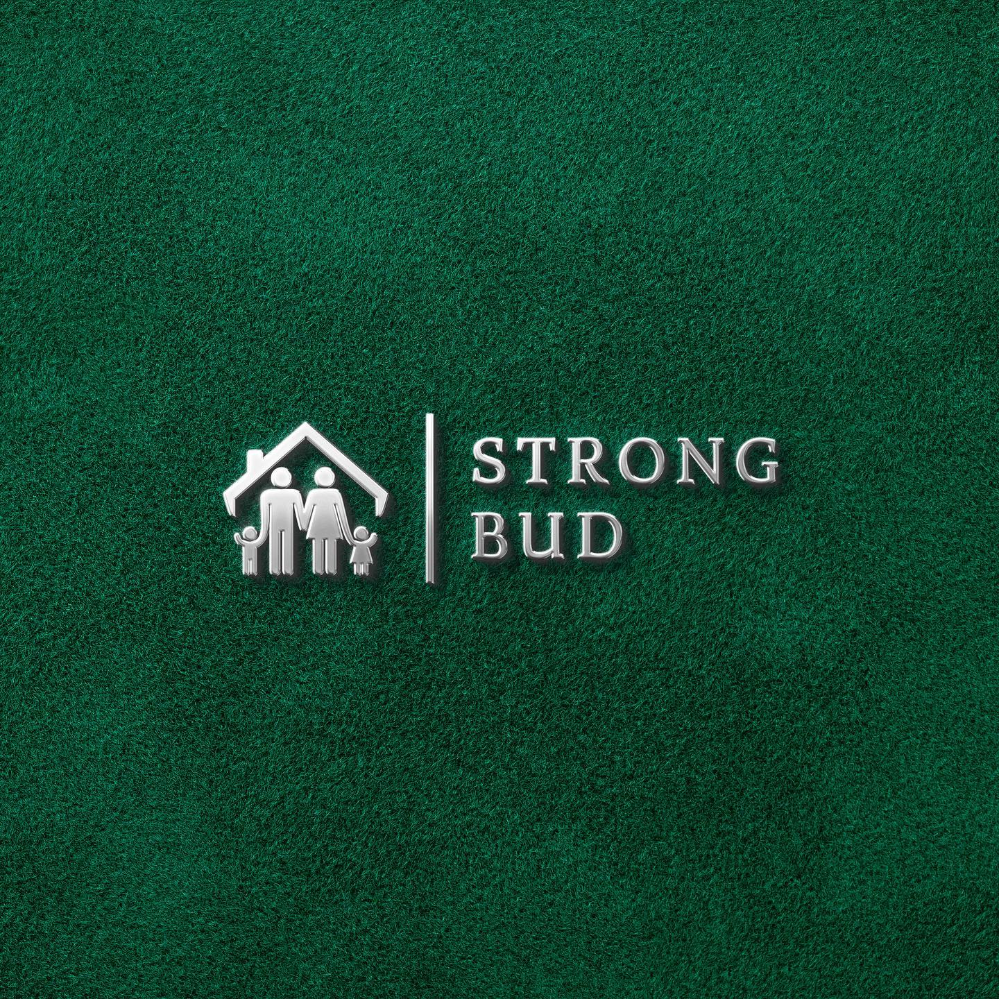 STRONG BUD logo on a green texture