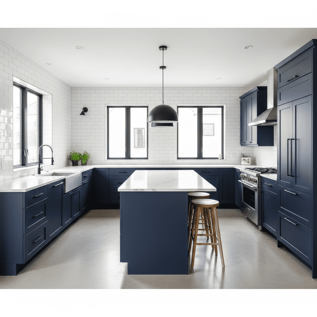 U-shaped kitchen with island