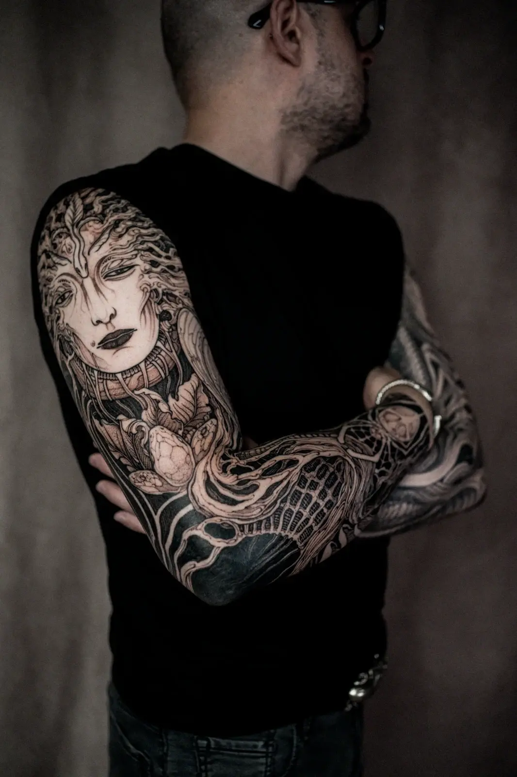 Blackwork sleeve with organic shapes — Alice
