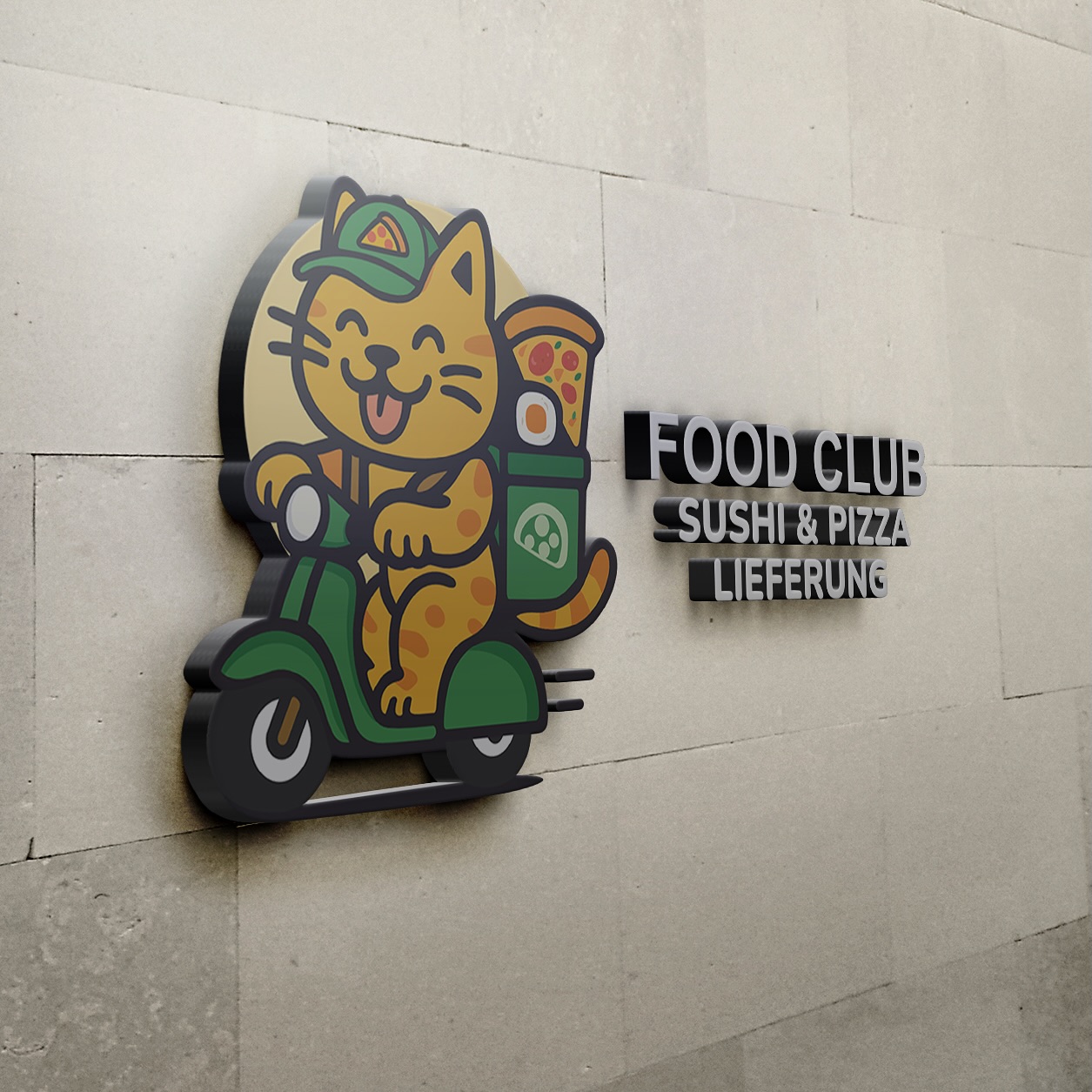 3D Food Club logo on a wall