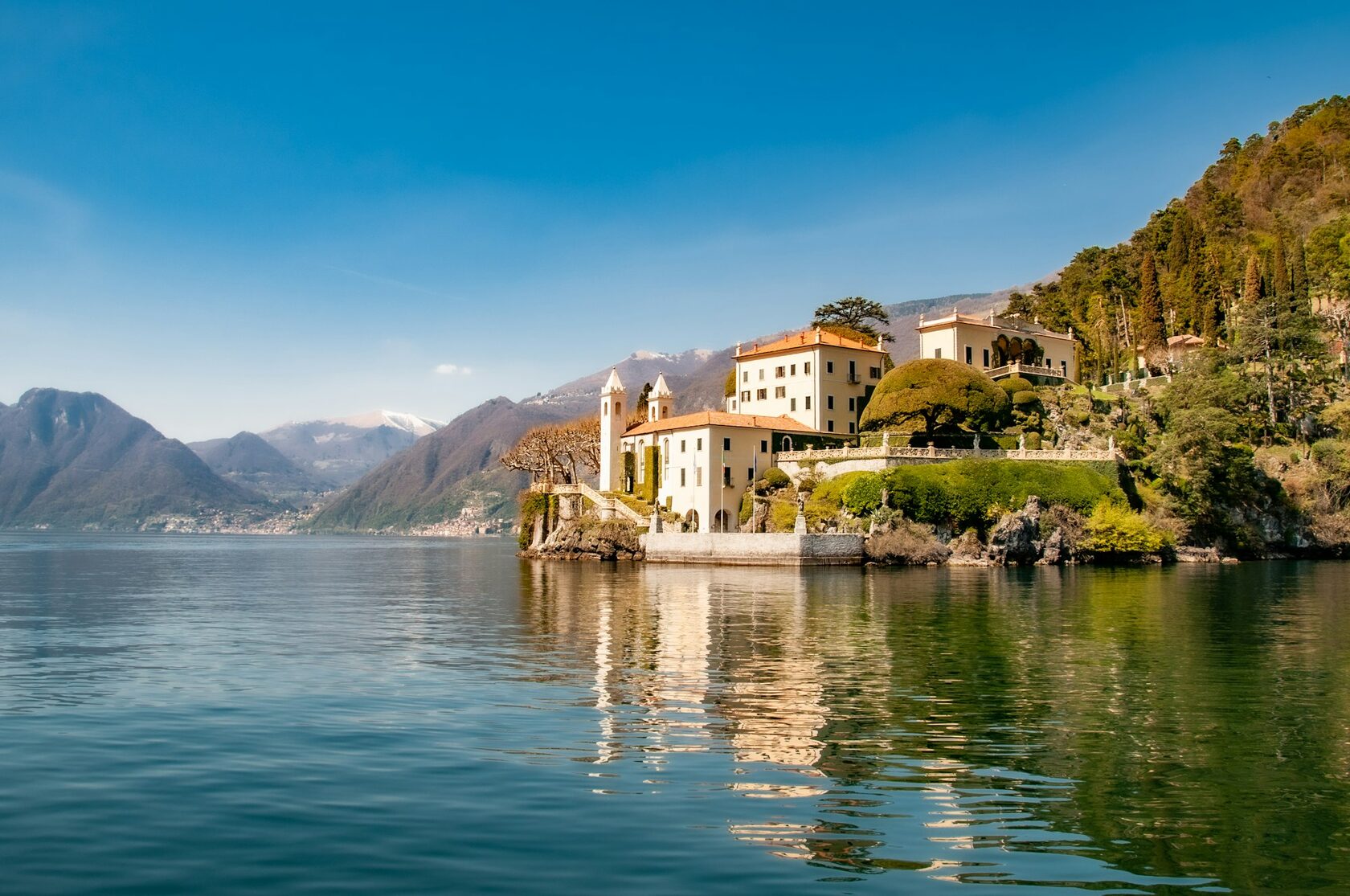 A villa and garden on the shore of Lake Como