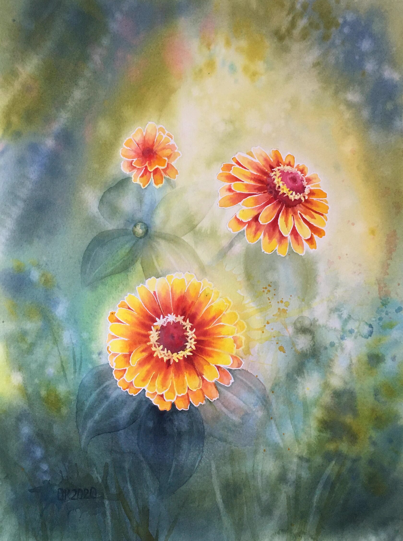 Zinnia Flower Painting