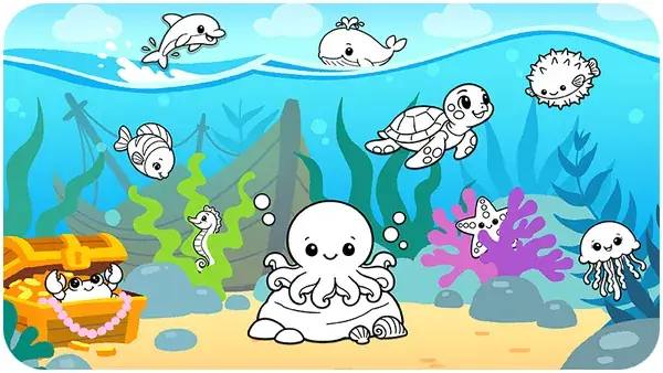 Under the sea coloring page