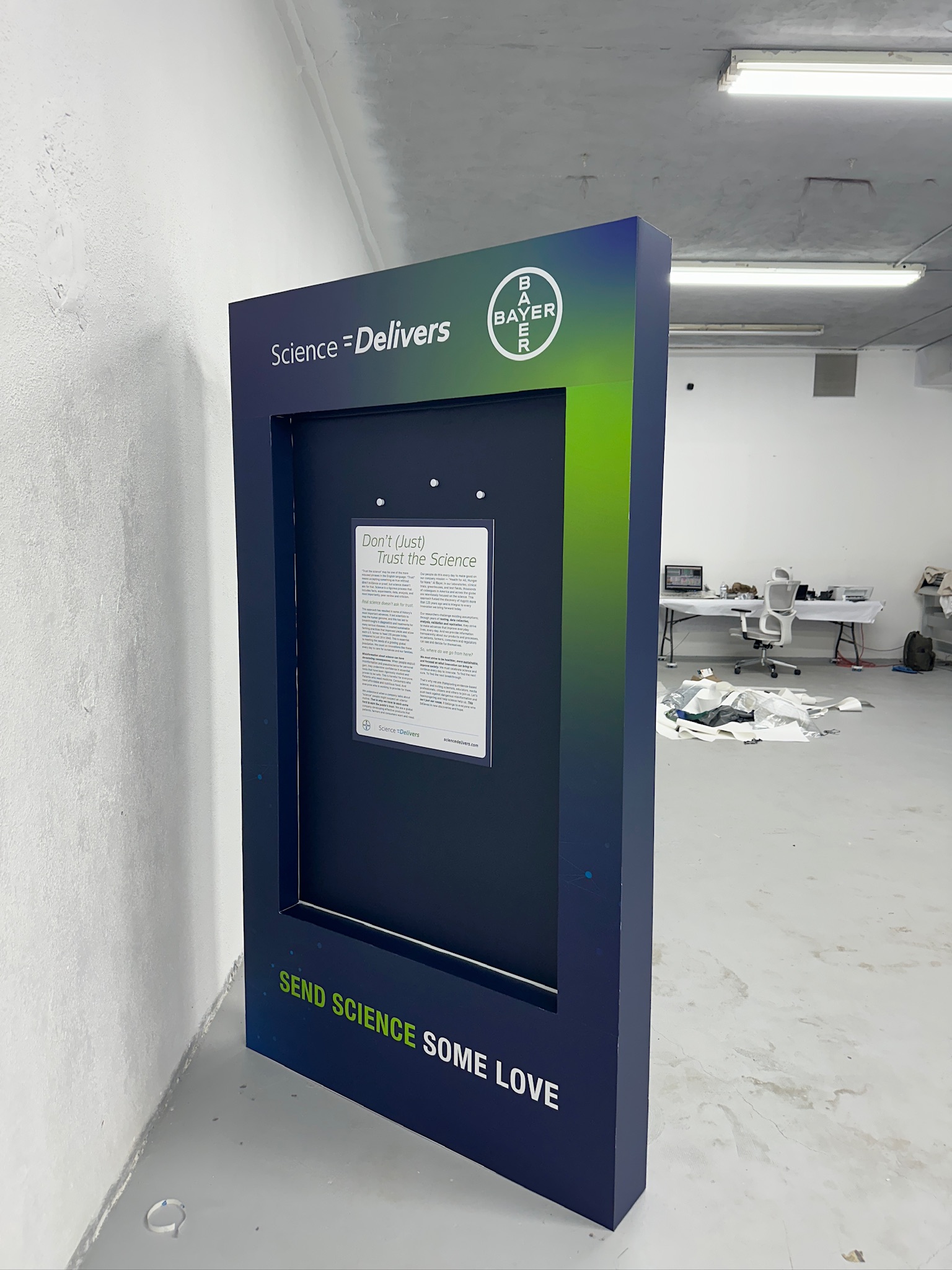Bayer Science Delivers magnetic display fabricated by BART4U for Topknot MGMT — Huxley Iowa project