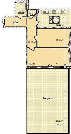 2-комнатные планировка Costa Fontana — вариант 4