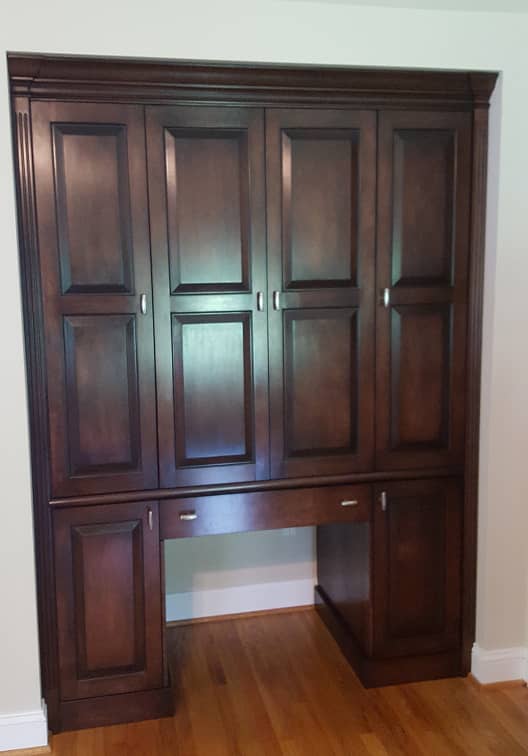 Classic concealed make up vanity in dark stain 