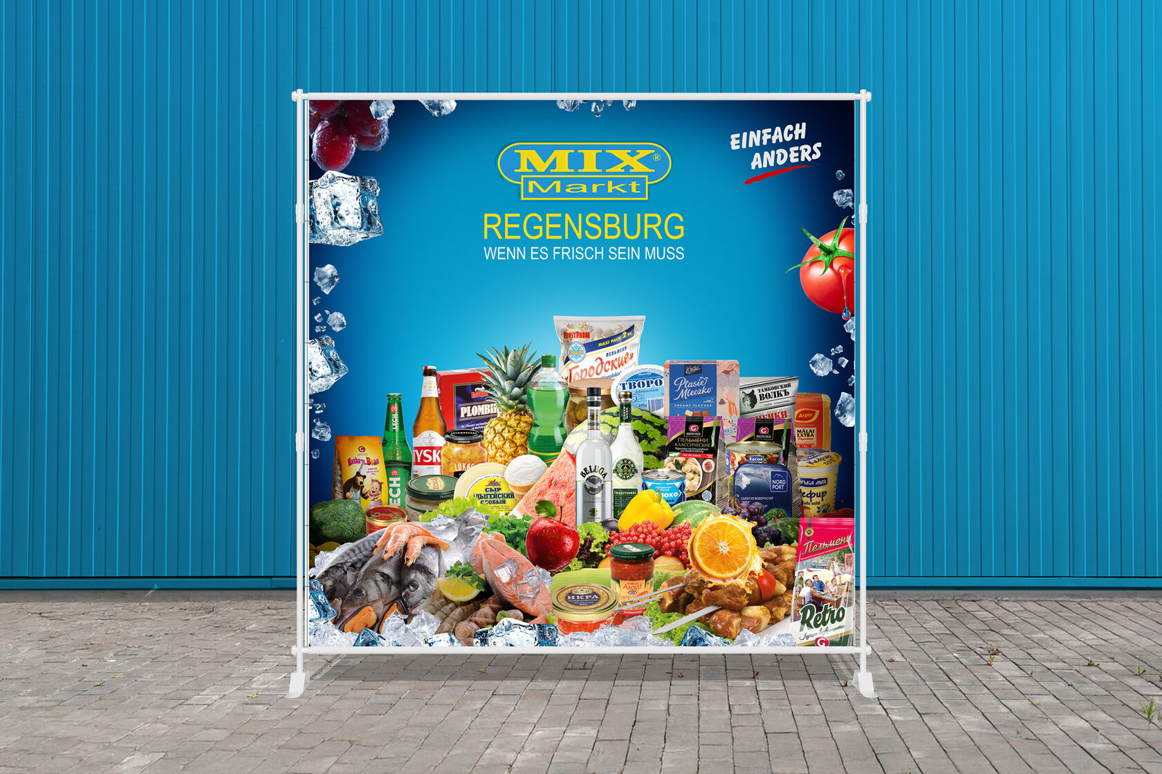 Eröffnungs-Promotionstand für Mix Markt