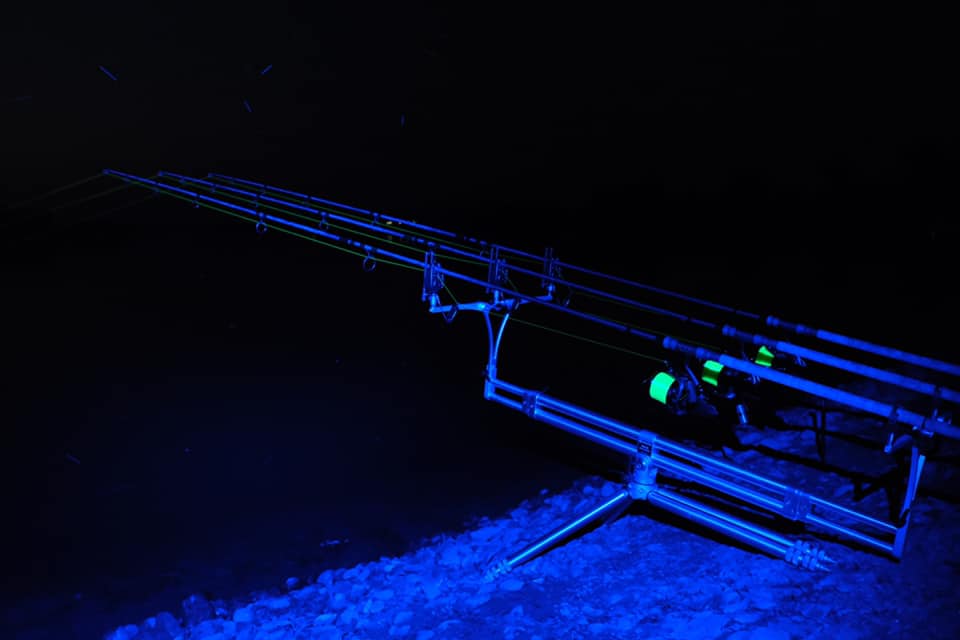 Rods and glowing lines at night