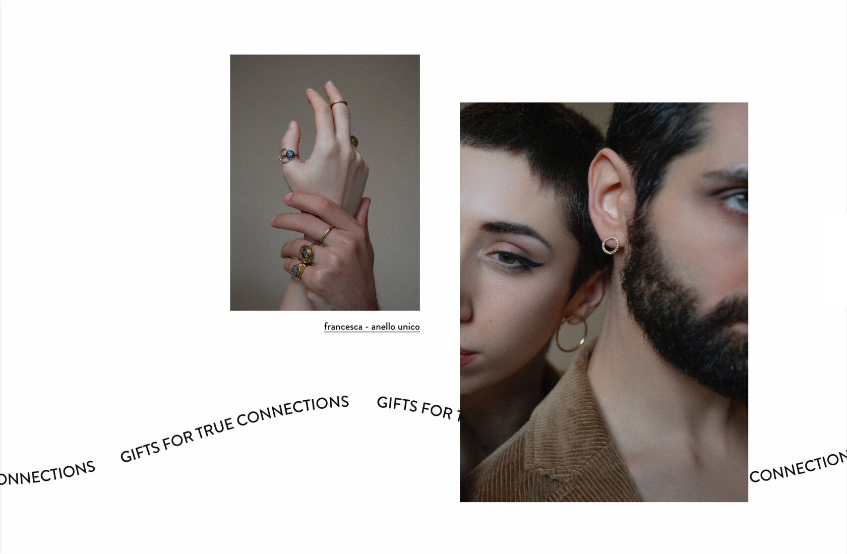 Website lookbook featuring Nero Cumino’s handcrafted jewelry and poetic storytelling.
