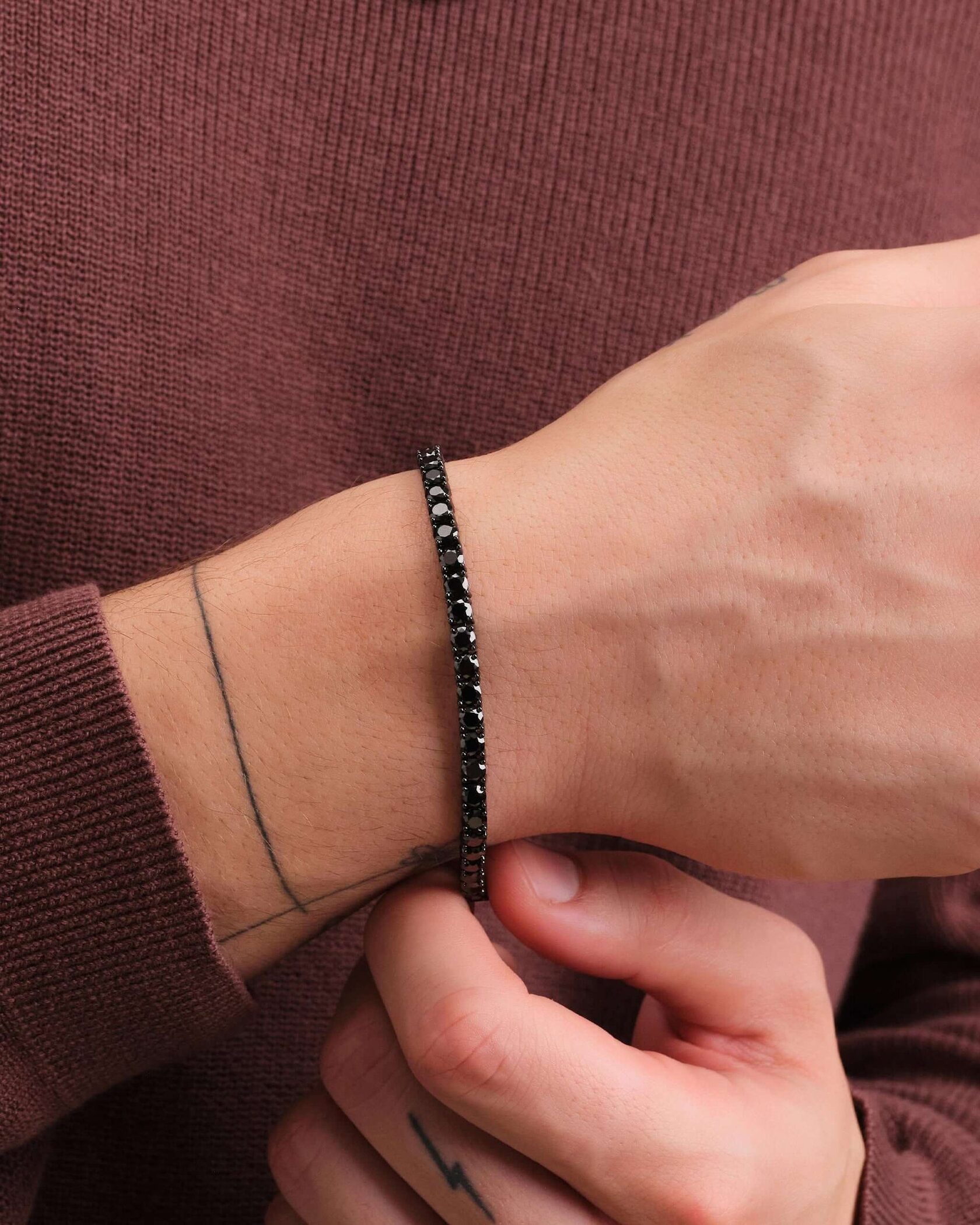 Black Tennis 4mm Bracelet Steel ICED KYIV