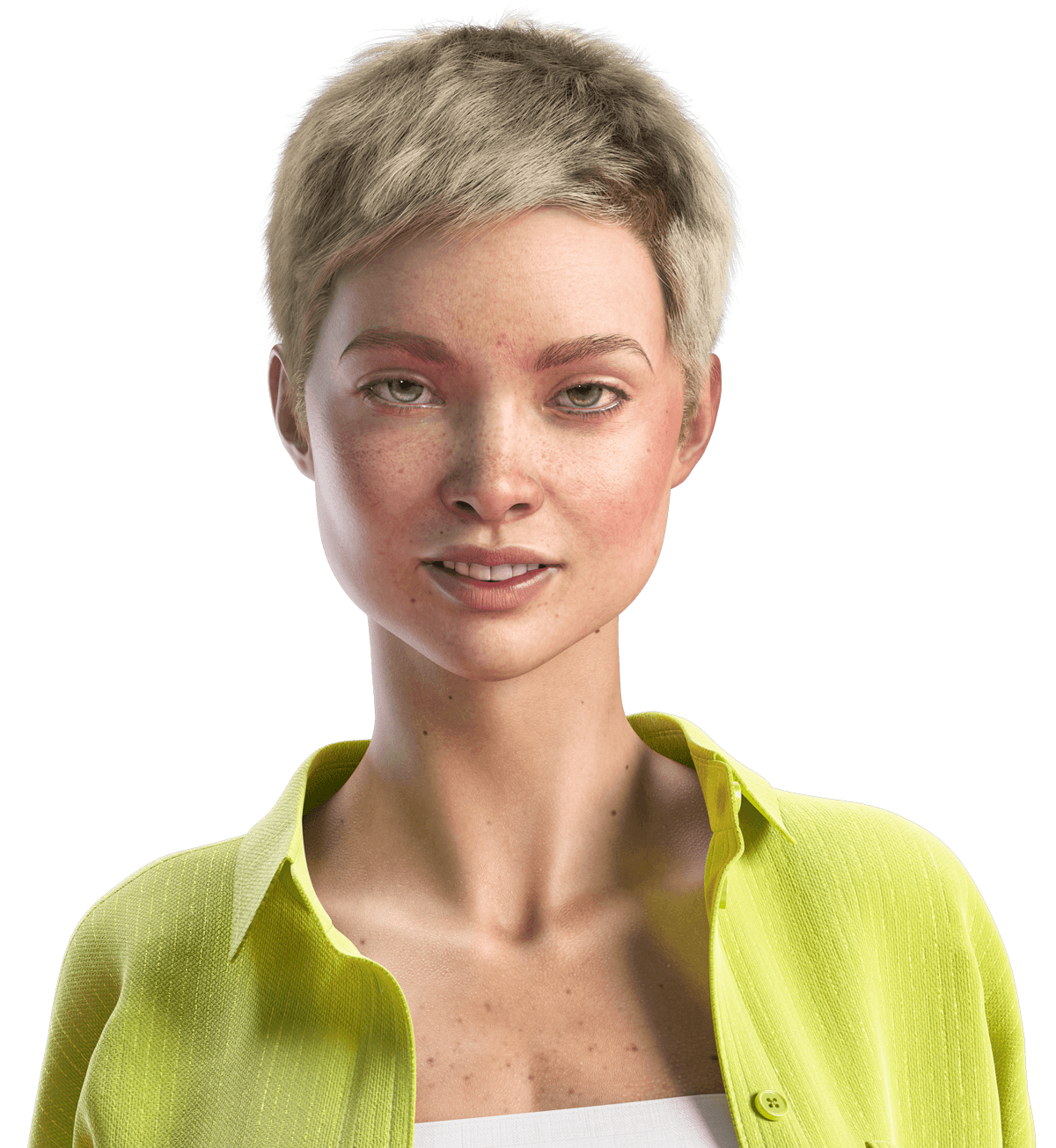 Реалистичный 3D вариант визуализации виртуального персонажа отличается детальной отрисовкой каждой мелочи