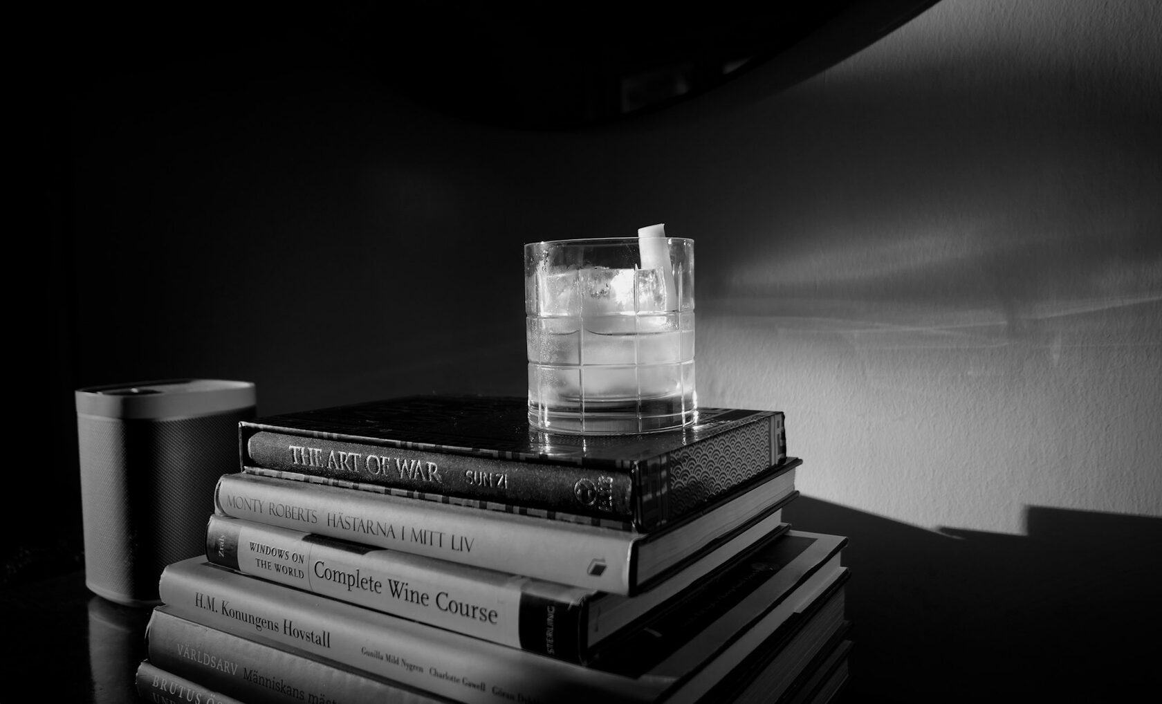 Cocktail on vintage books in the BiblioTheke