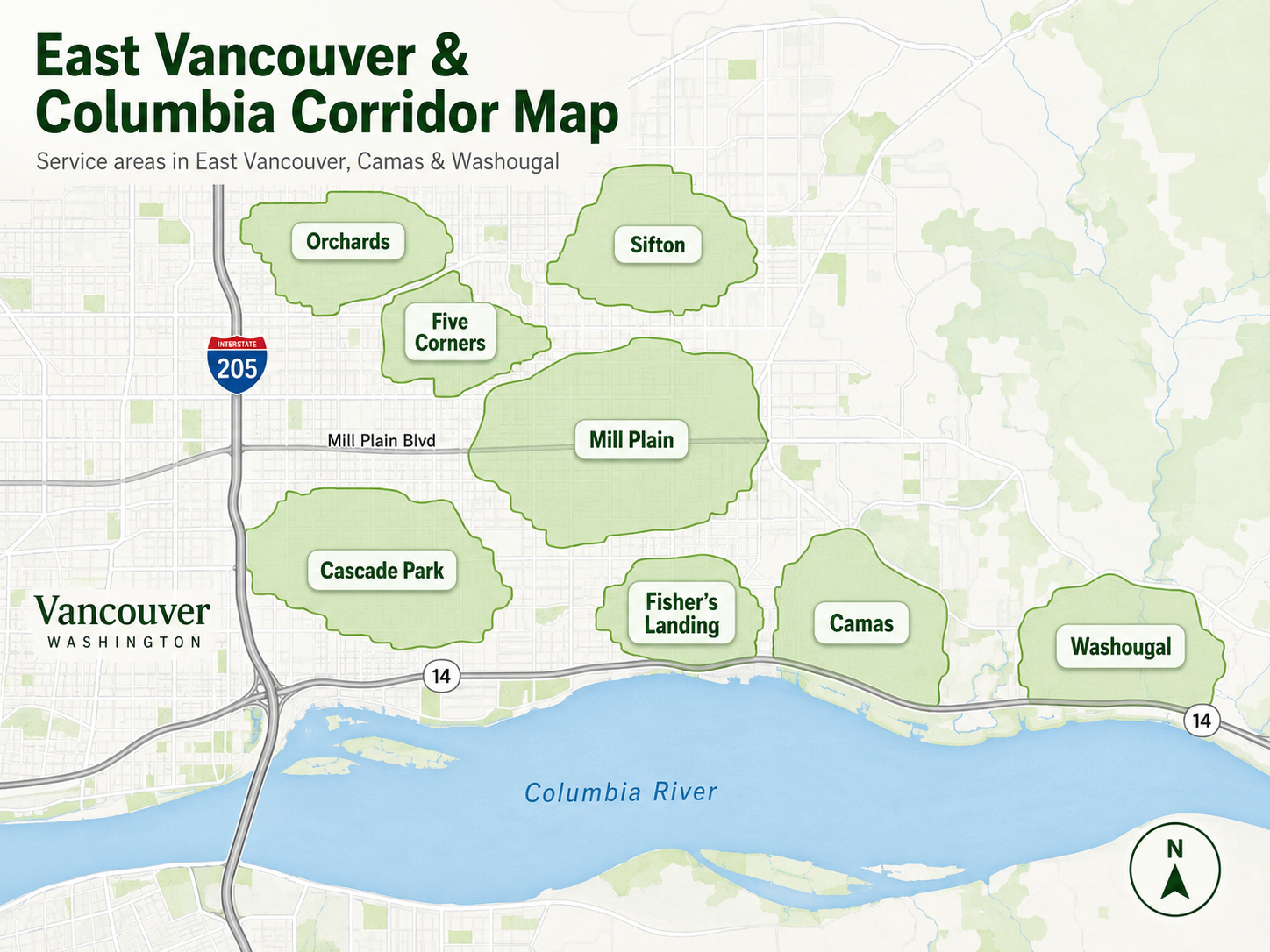 East Vancouver and Columbia River corridor service area