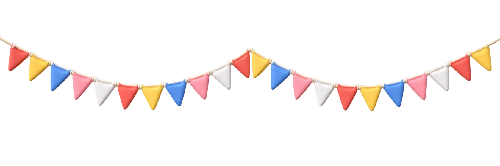 3D-Illustration einer bunten Wimpelkette – Kindergeburtstag bei IZSO NaturArt in Lahr