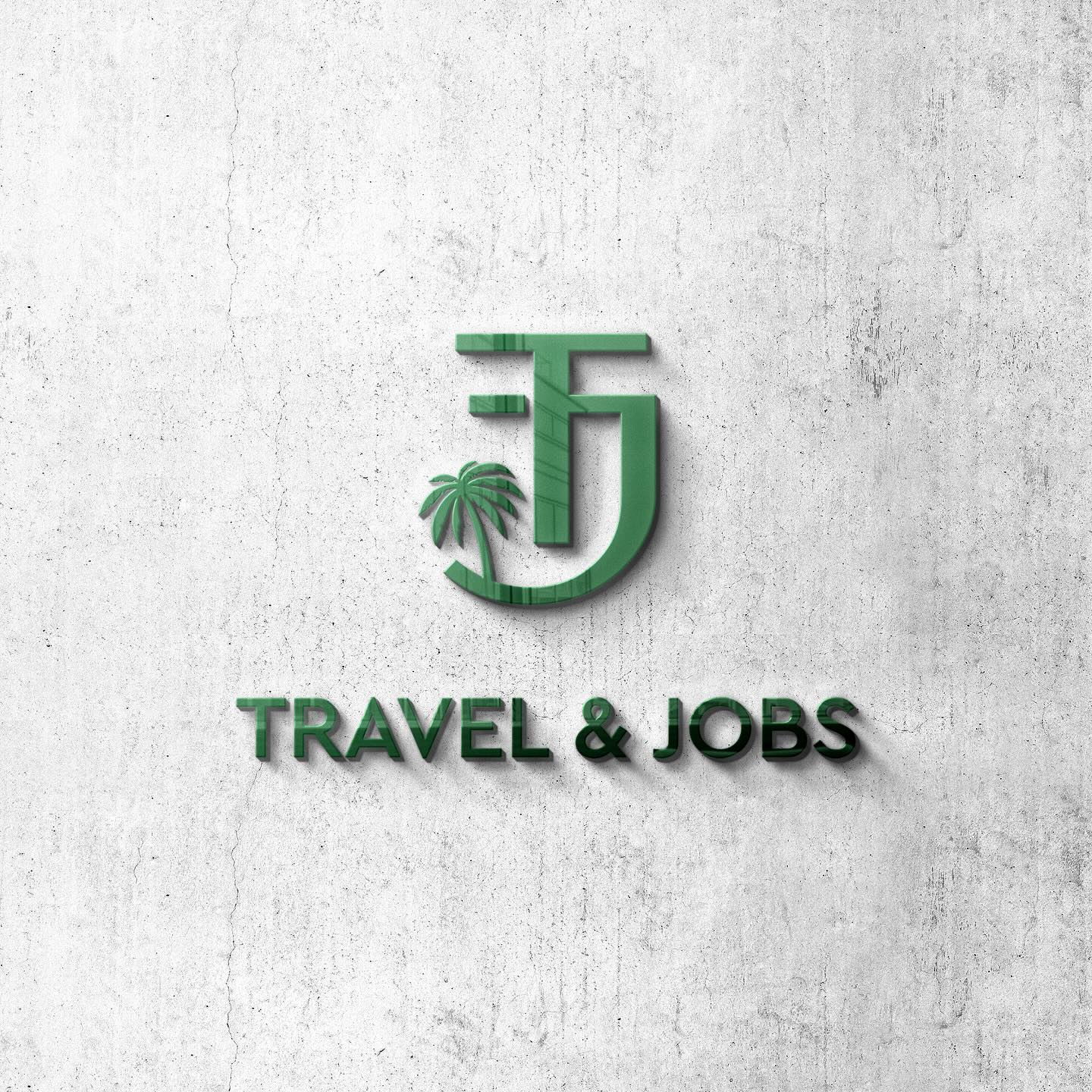 Travel & Jobs logo – a TJ monogram with a palm tree