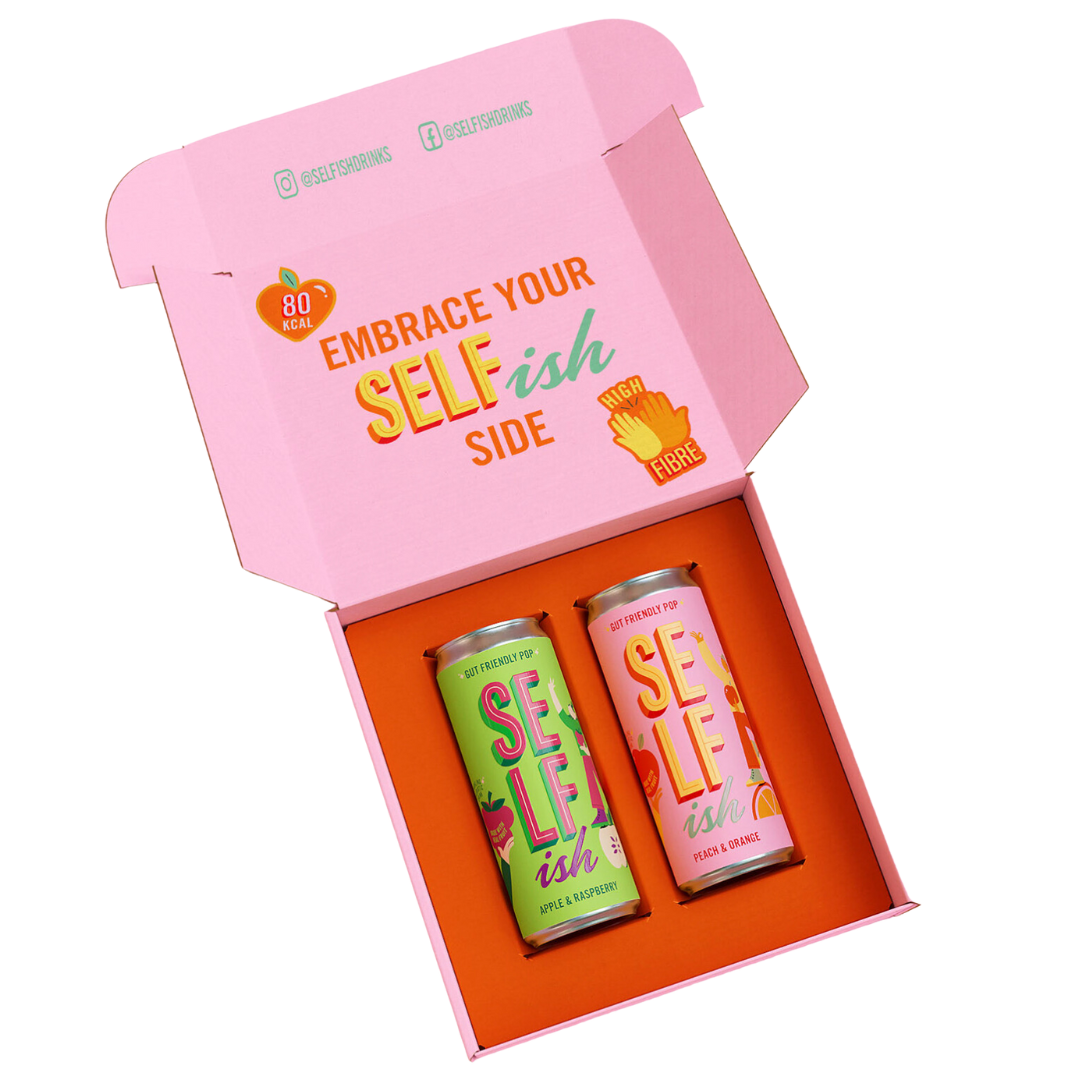 box pink with cans