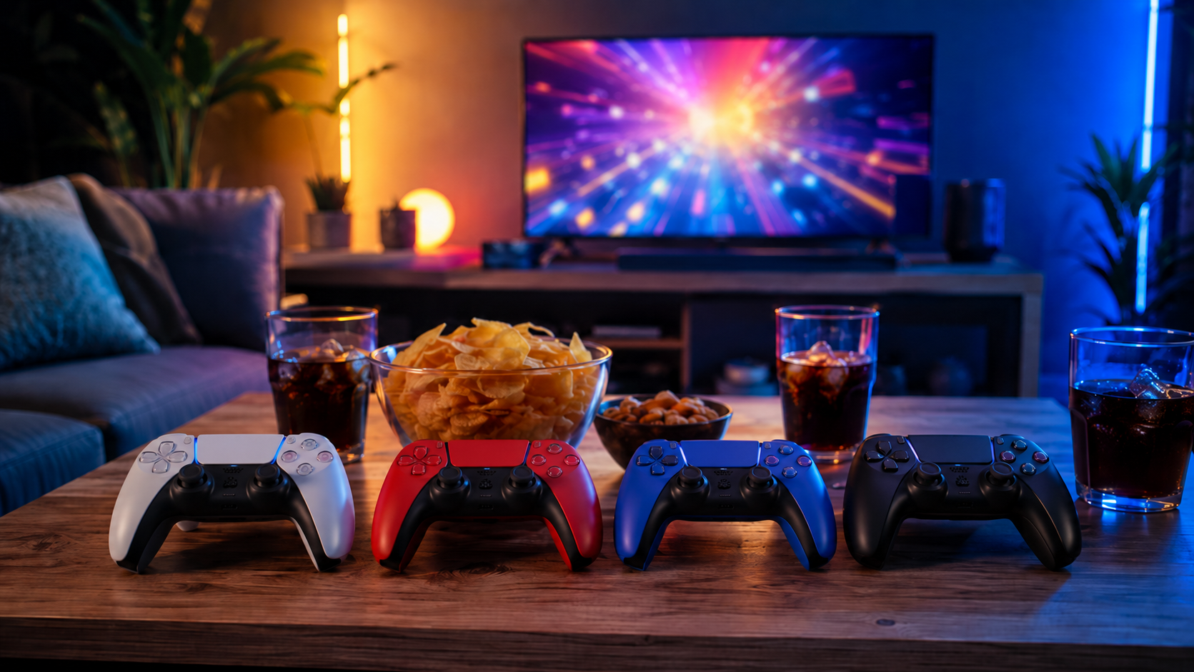 Игры PlayStation Plus для компании на PS5 с несколькими геймпадами DualSense