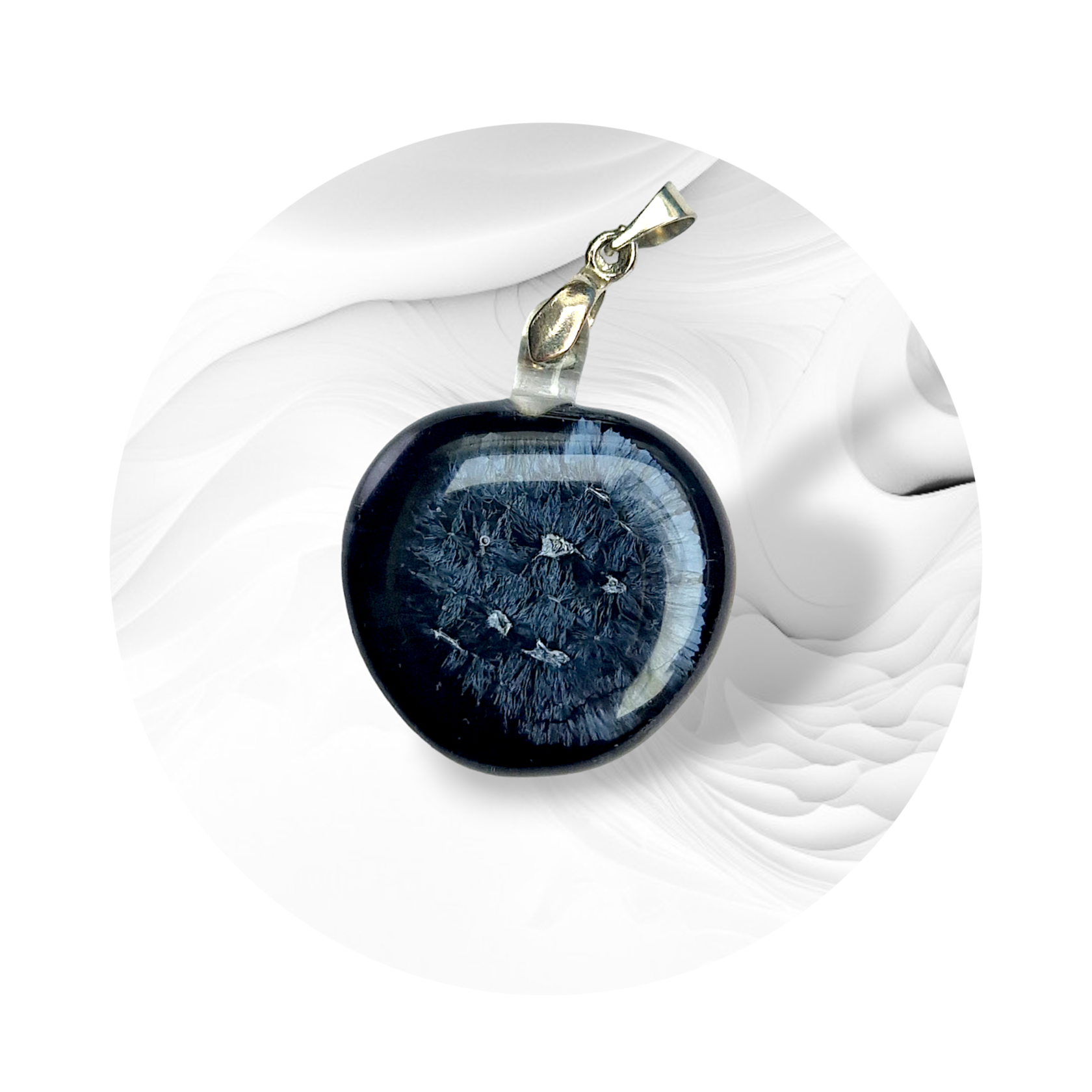 Round black textured glass pendant 