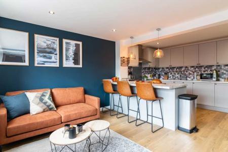 Modern HMO bedroom fit-out with fitted furniture