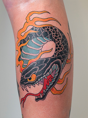 American Traditional snake tattoo