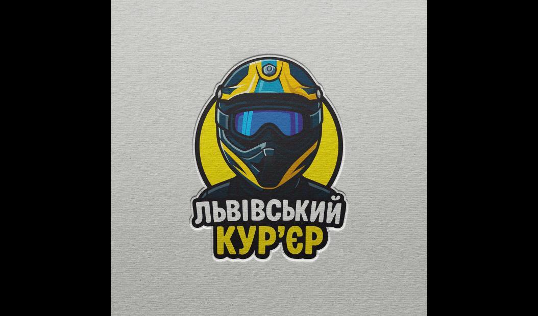 Логотип «Львівський Кур’єр» з образом кур’єра в шоломі