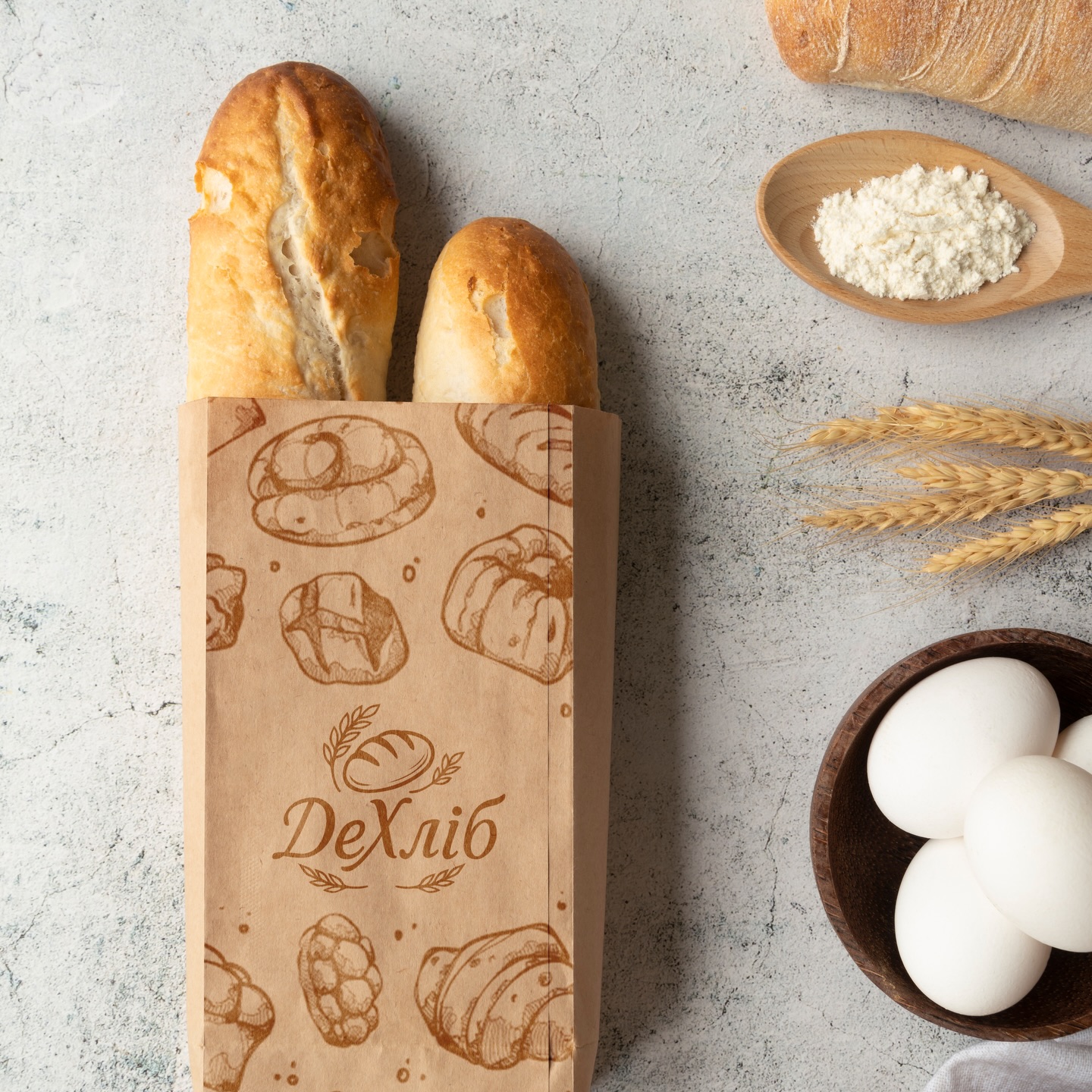 Kraft bread bag with the DeKhlib logo