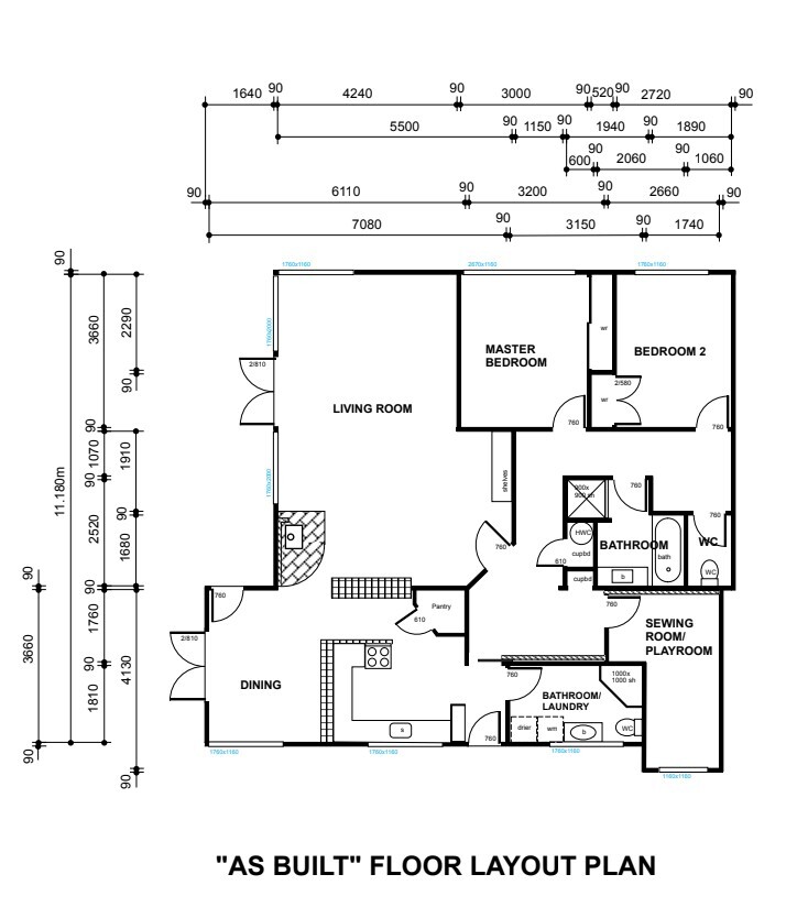 As-built floor plan of the Hillcrest house before the renovation