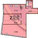 2-комнатные планировка Costa Fontana — вариант 3