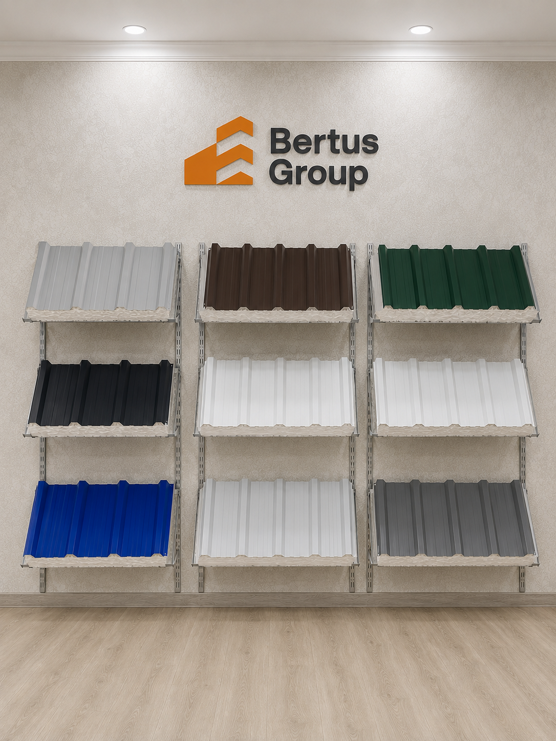 Bertus Group ko'rgazma zali — panel rang namunalari