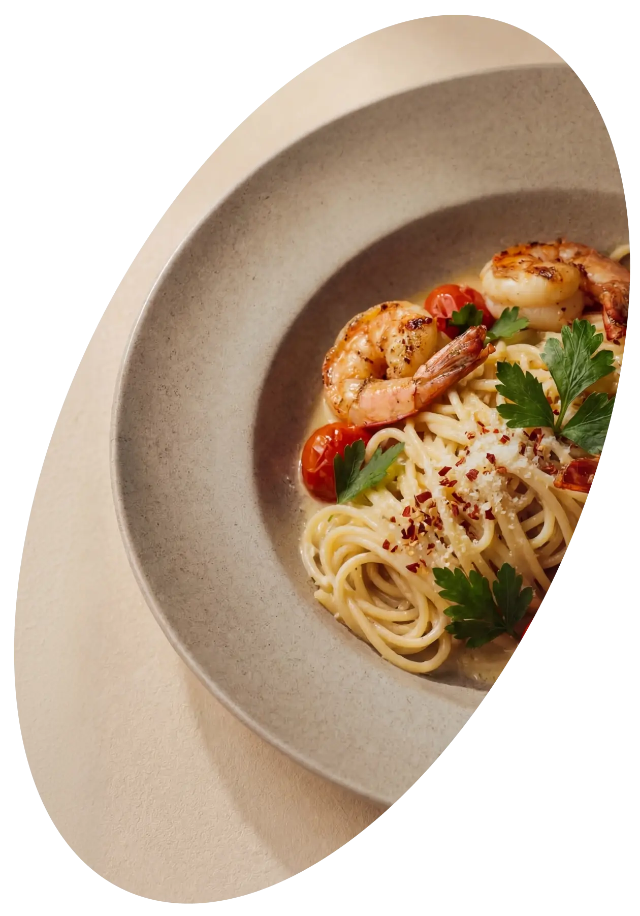 a plate of pasta with seafood