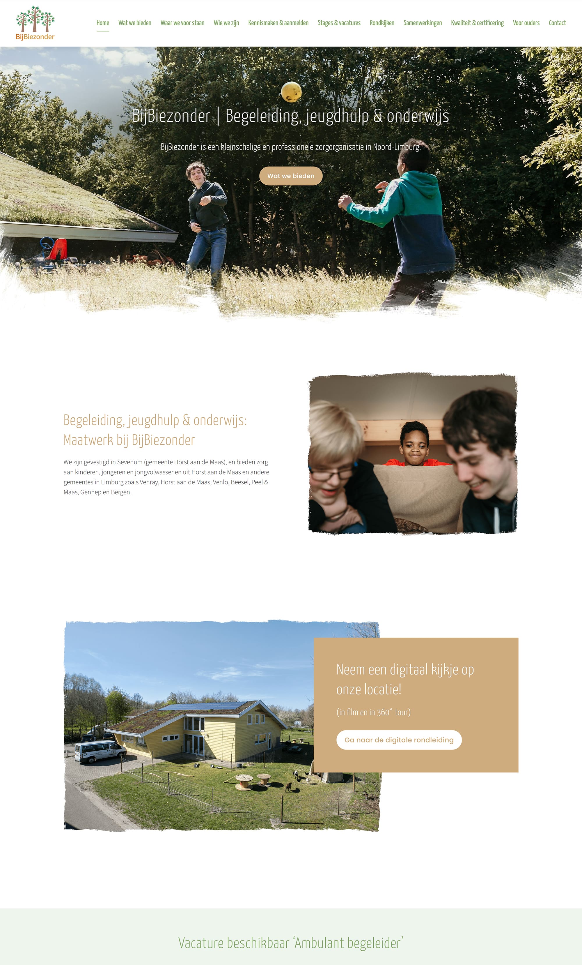 Website voorbeeld van project BijBiezonder