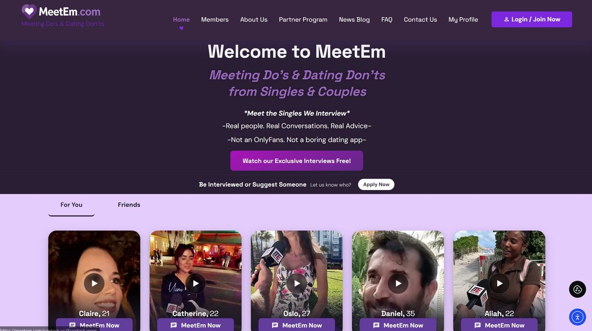 MeetEm home page