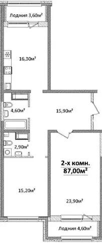 2-комнатная квартира в ЖК Оскар — вариант 4