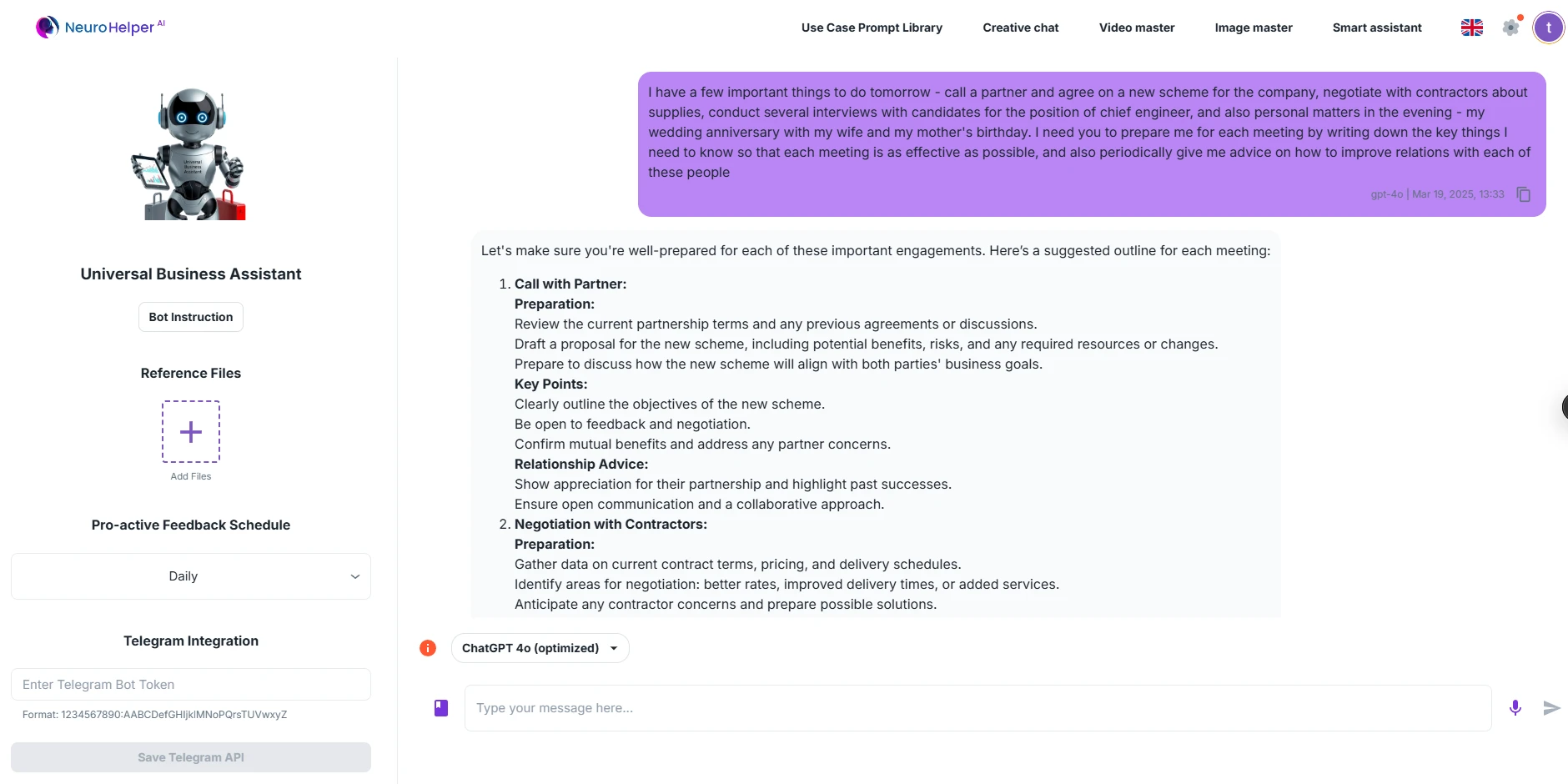 Configurable AI workspace assistant