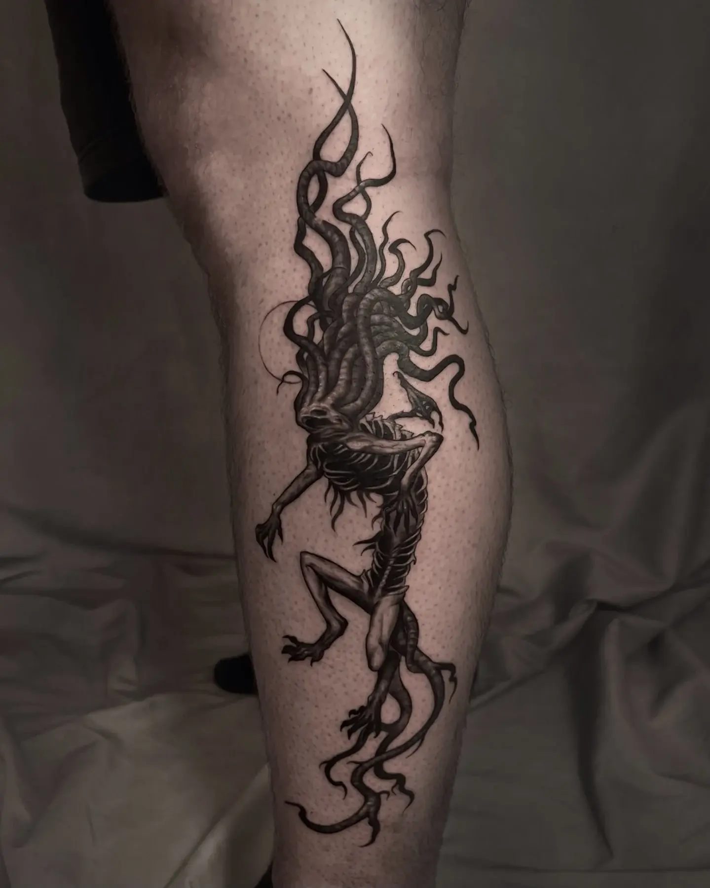 Dark fantasy design on the calf — Lara