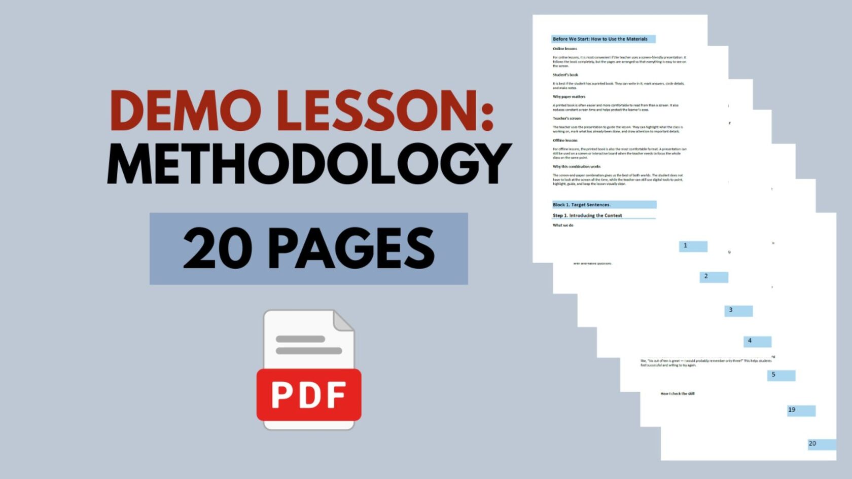 Demo lesson: methodology, 20 pages