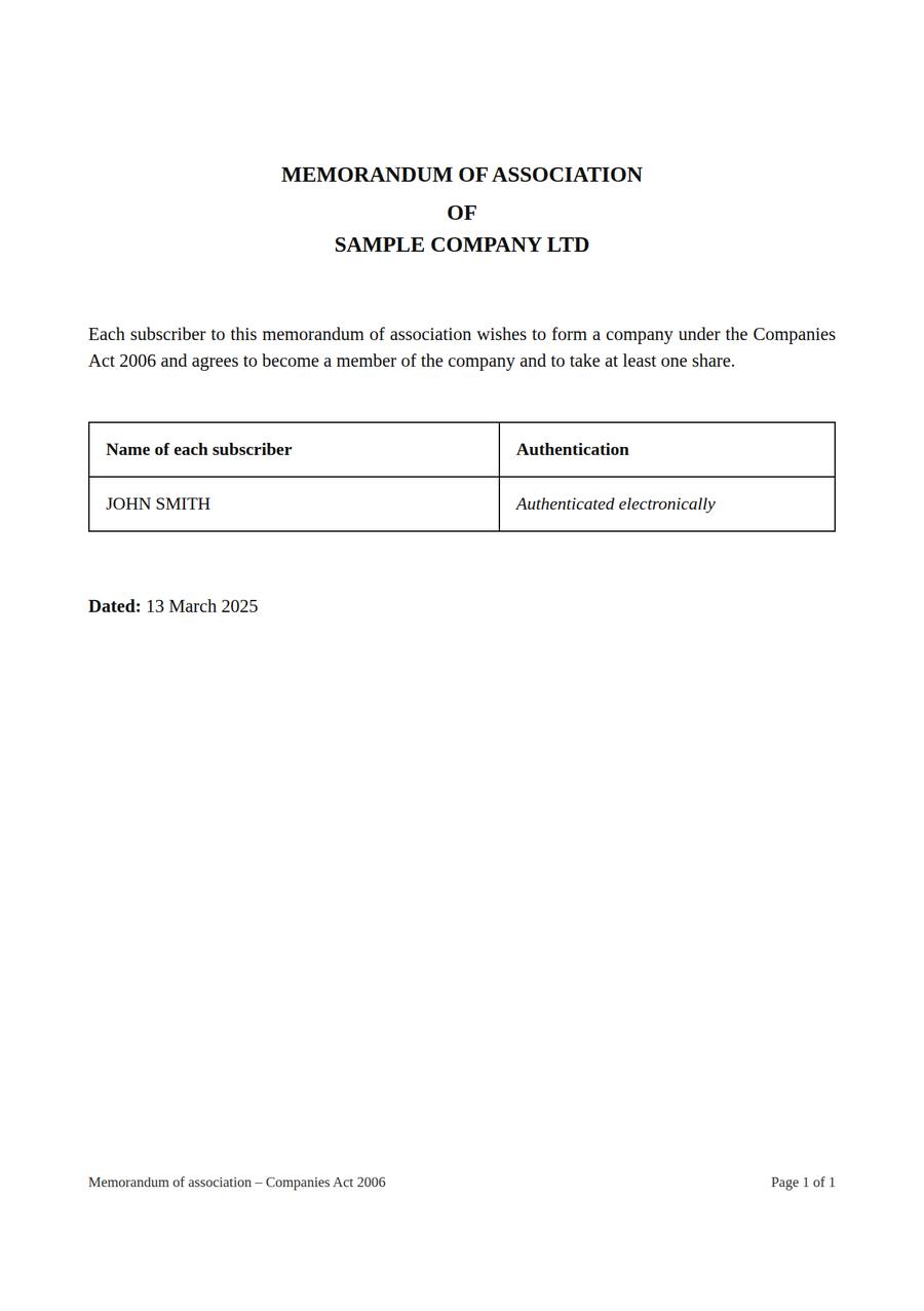 Memorandum of Association