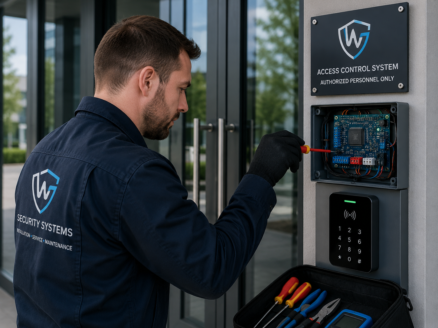 WESEC engineer servicing an access control system