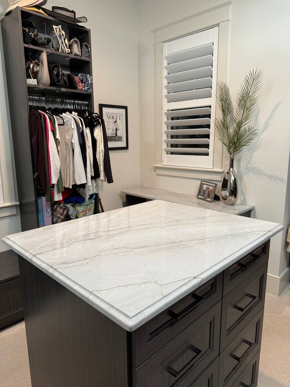 Fabrication and Installation of a Stone Countertop for a Walk-In Closet Island